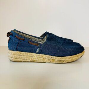 Bobs from Skechers High Jinx Espadrille Wedge Memory Foam Denim Slip On Loafer R